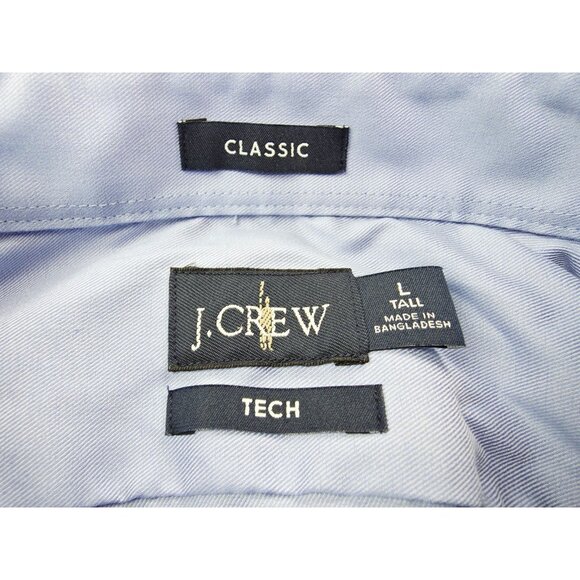 J. Crew Tech Classic Size Large Tall Mens Blue Spread Collar Long Sleeve Shirt - Picture 4 of 8